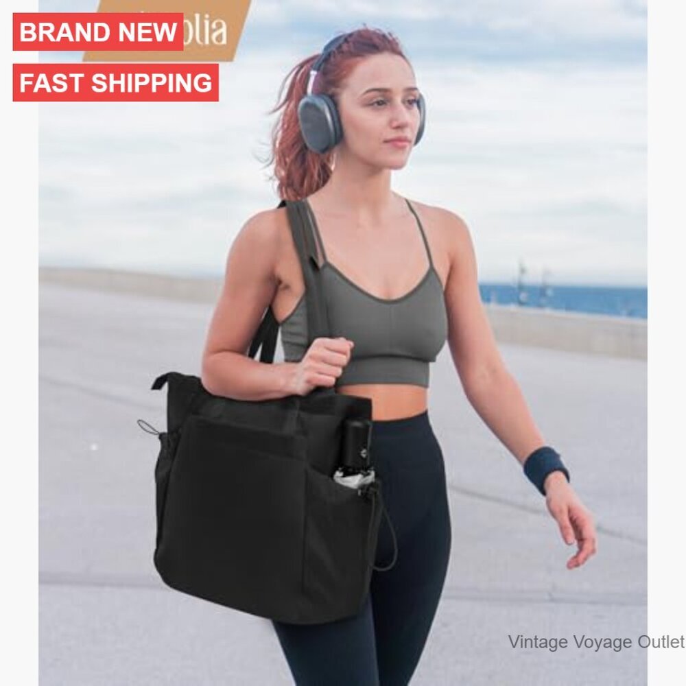Large Lightweight Tote Bag with Zipper Compartments for Work Travel Gym - Picture 2 of 7